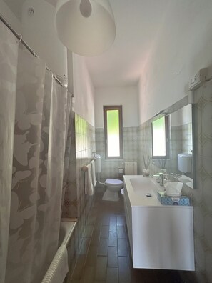 Bidet, Handtücher, Seife, Toilettenpapier