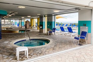 Indoor pool, a heated pool - Oceanfront condo with pool, hot tubs, private balcony & central AC (North Myrtle Beach)