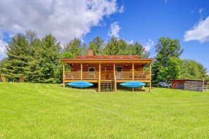 House (1 Bedroom) | Interior - Deck & Scenic View: Historic Cabin in Piney Creek! (Piney Creek)
