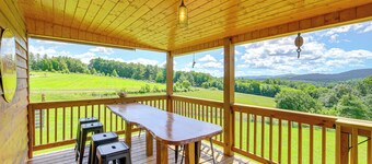 Deck & Scenic View: Historic Cabin in Piney Creek!