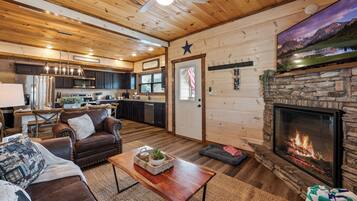 Smart TV, fireplace, video games, table football