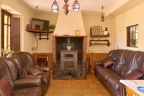 TV, fireplace