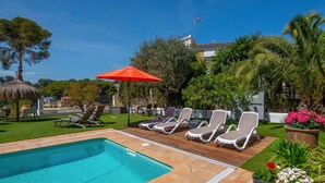 Une piscine privée de 10 mètres sur 4 mètres, avec un espace détente.