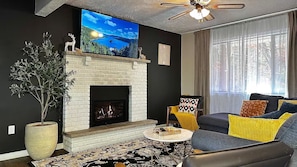 Smart TV, fireplace, video games