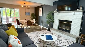 Smart TV, fireplace, video games