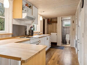 Fridge, microwave, oven, high chair