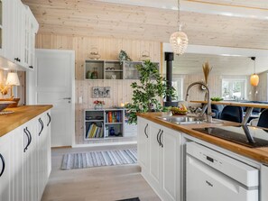 Fridge, oven, dishwasher, high chair