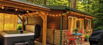 Romantic Small Cabin in the Woods. Fireplace,Hot tub,A/C,Firepit,WiFi, Mt Rainer
