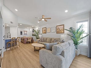 Smart TV, chimenea y libros