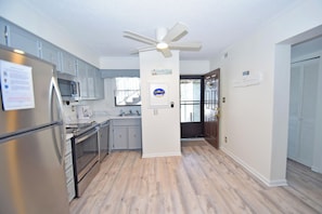 Fridge, microwave, oven, stovetop - Park Place 101-Bayside 9th St, W/D, AC, Pool, WIFI (Ocean City)