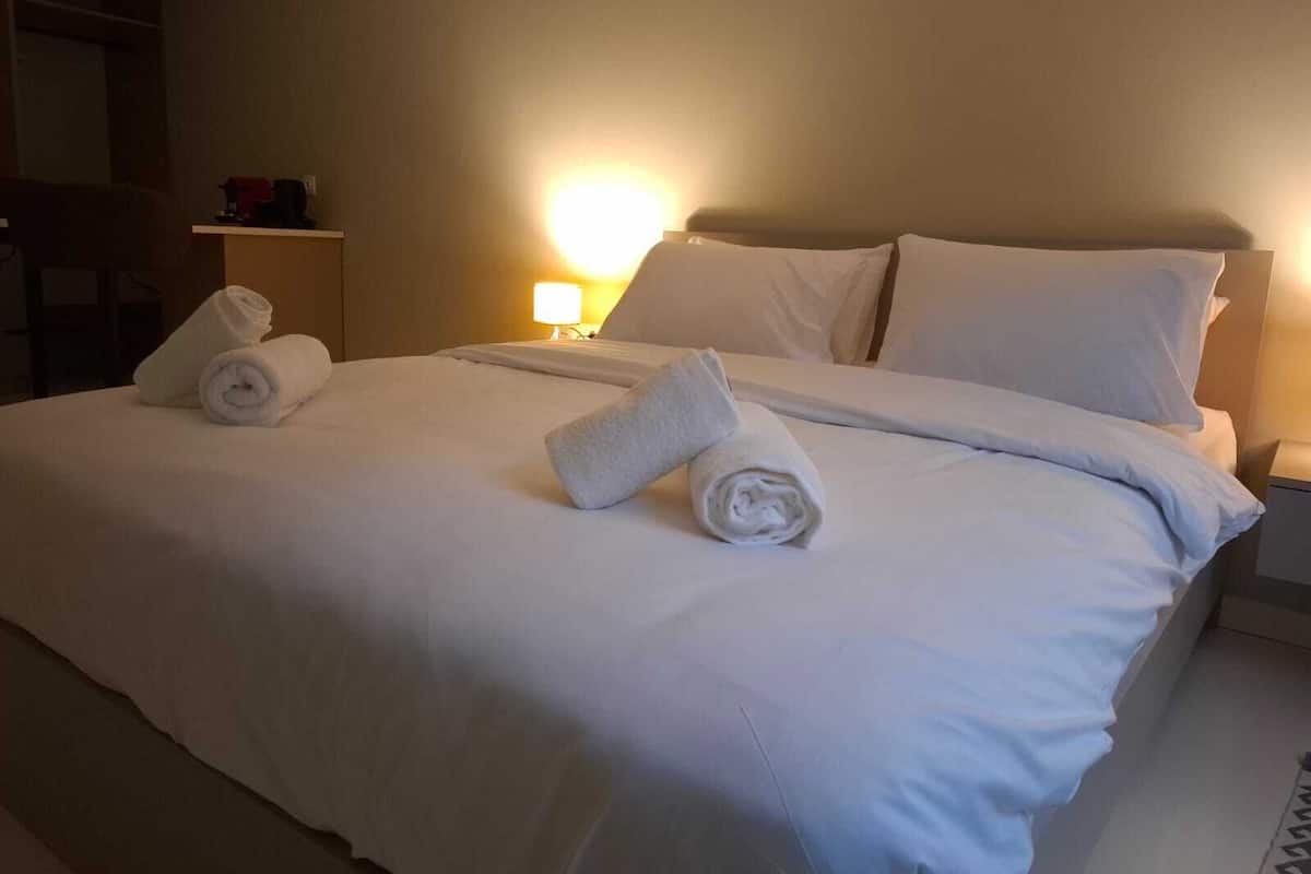 Memory-foam beds, minibar, in-room safe, desk