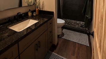 Hair dryer, towels, toilet paper