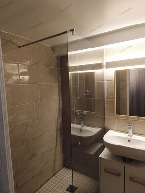 Hair dryer, towels, toilet paper