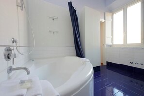 Douche, séchoir à cheveux, bidet, serviettes fournies