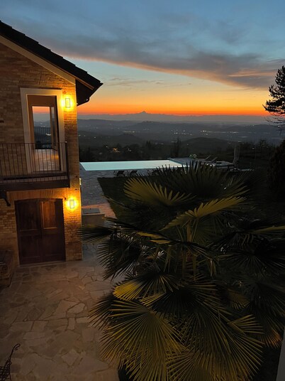 Spectacular views of UNESCO Castles, Langhe valley, French, Italian & Swiss alps
