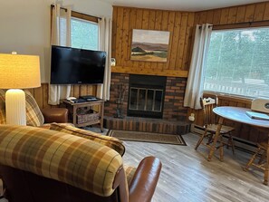 TV, fireplace, books - Cozy Brook North Cottage @ Ephraim Beach on Ephraim Village Cottages Resort (Ephraim)