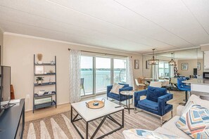 TV, offices - Assateague House 204 2BR 2BA Bayfront Condo w/pool (Ocean City)