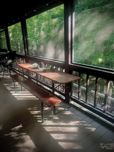 Cozy cabin sitting directly on multiple creeks for the most relaxing stay. 