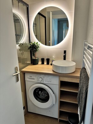 Shower, hair dryer