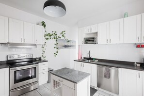 Fridge, oven, stovetop, dishwasher