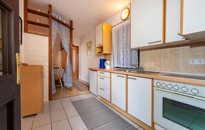 Fridge, oven, stovetop, cookware/dishes/utensils