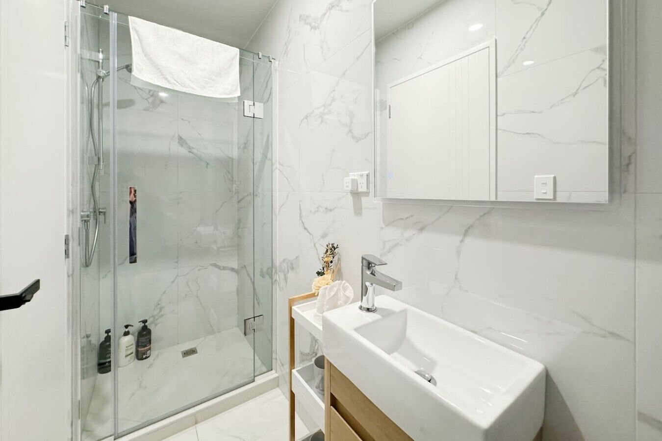 Shower, hair dryer
