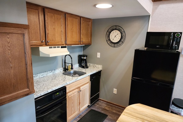 Fridge, microwave, stovetop, dishwasher