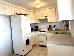 Fridge, microwave, oven, stovetop - First floor ocean front duplex in Ship Bottom (Ship Bottom)
