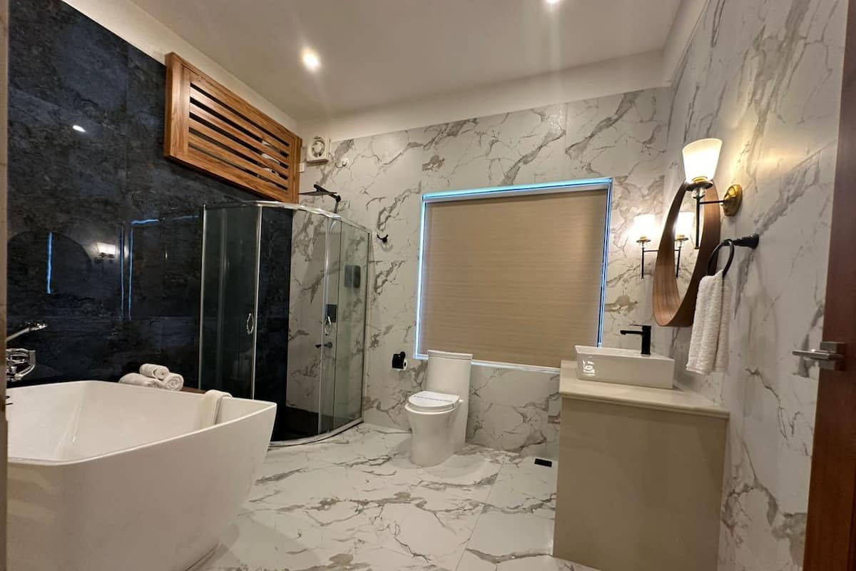 Luxury Suite | Bathroom | Free toiletries, hair dryer, slippers, towels