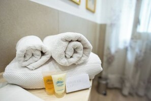 Dusche, Haartrockner, Bidet, Handtücher