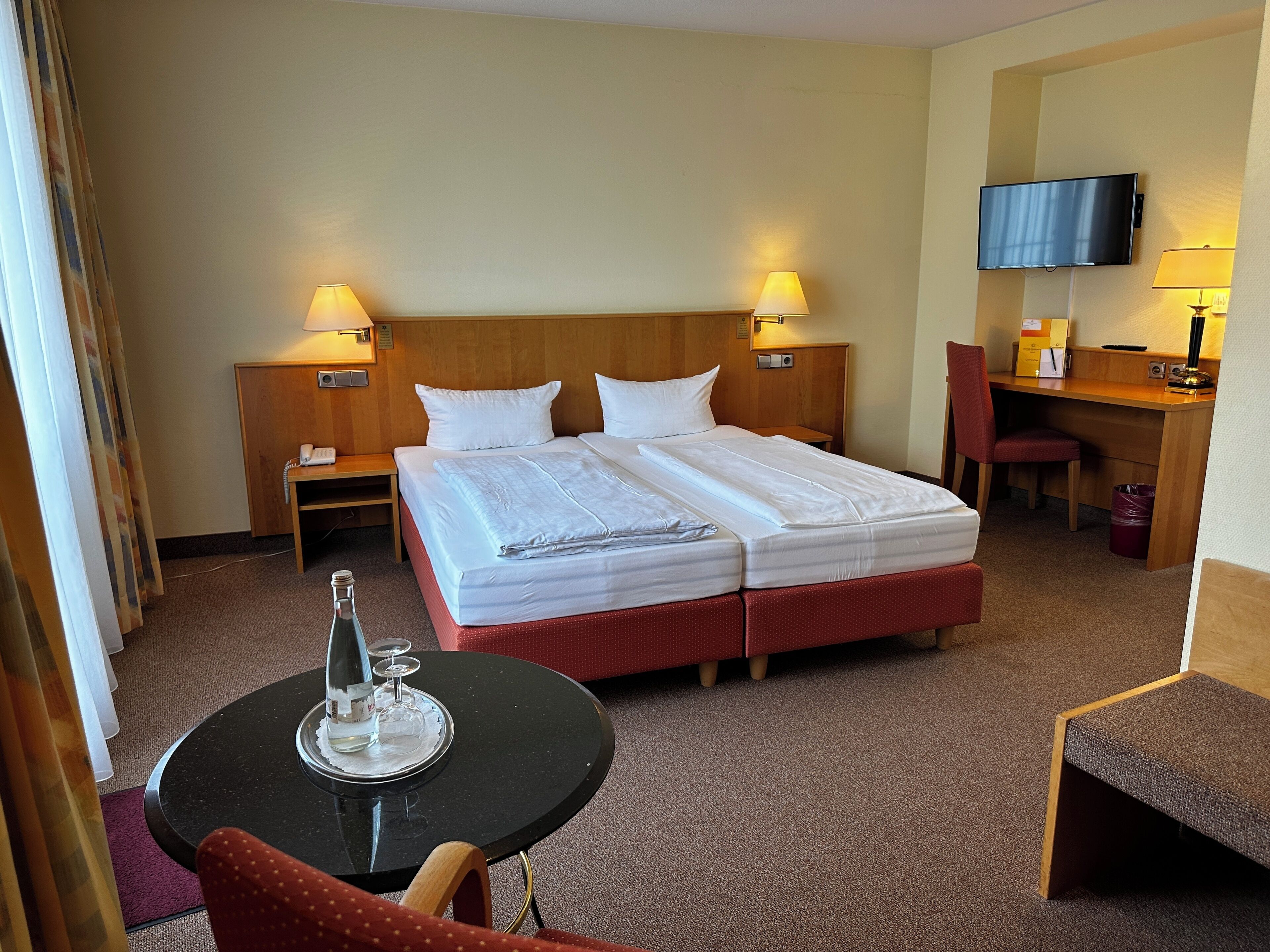 Hypo-allergenic bedding, desk, laptop workspace, soundproofing