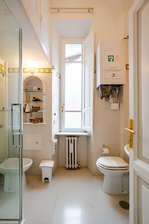 Regadera, secadora de cabello, bidet, toallas 