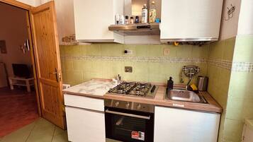 Fridge, oven, stovetop, coffee/tea maker
