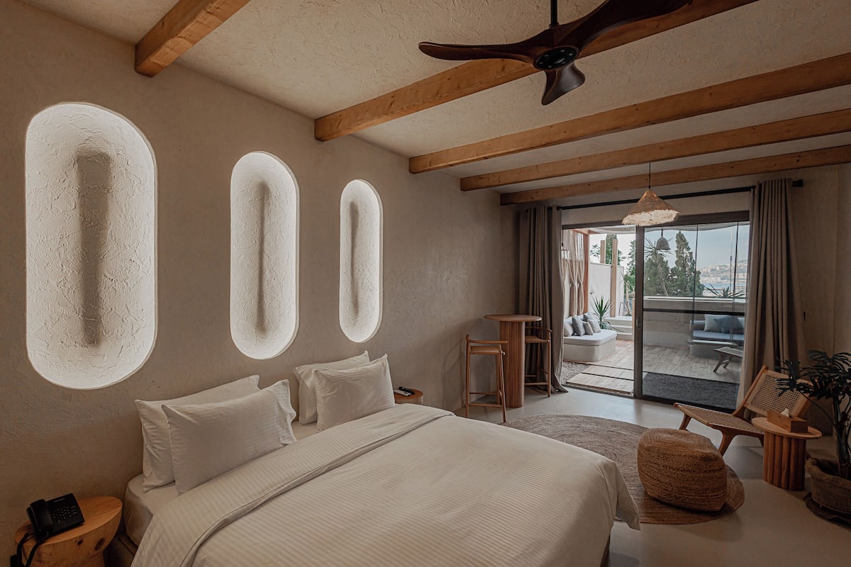 Habitación Elite, hidromasaje, vista al mar | 1 habitación, ropa de cama de alta calidad y minibar