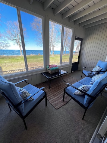 3 season porch with beautiful views of Mille Lacs Lake