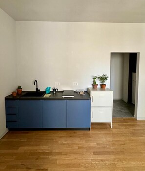 Forn, placa de cuina, rentaplats i cafetera i tetera