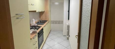 Fridge, oven, stovetop, electric kettle