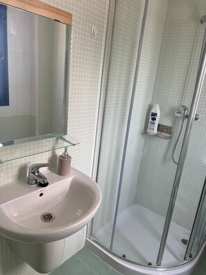Regadera, secadora de cabello, bidet, toallas 