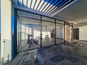 Stay fit and active in this well-equipped gym with a variety of exercise equipment.