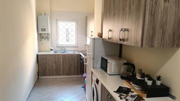 Fridge, microwave, stovetop, electric kettle