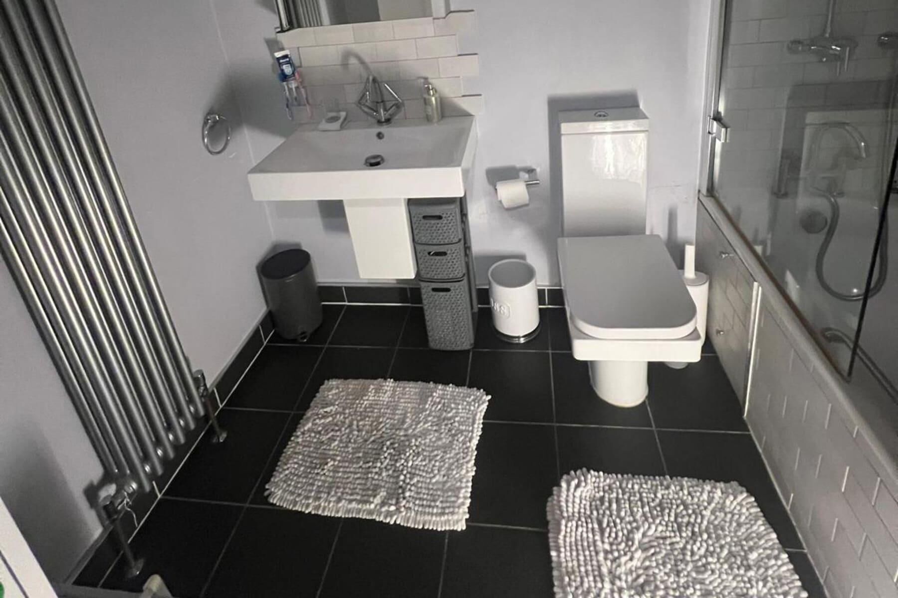 Combined shower/tub, deep soaking tub, free toiletries, hair dryer