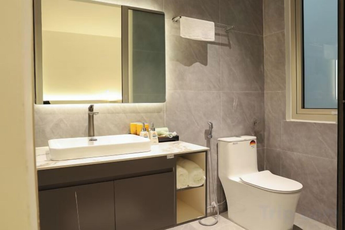 Bathroom | Shower, hair dryer, towels, soap