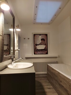 Shower, hair dryer, towels, soap - Comfortable vacation villa for 7 people with fireplace and large garden by the river  (Bad Berleburg)