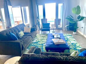 TV, DVD player, foosball, stereo