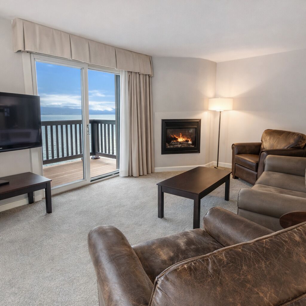 Deluxe-Zimmer, Kochnische, Meerblick | Wohnbereich