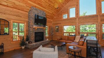 TV, fireplace, table football