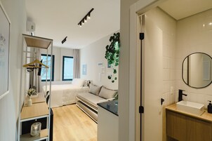 Individually decorated, individually furnished, desk, laptop workspace