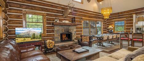 TV, fireplace, video games