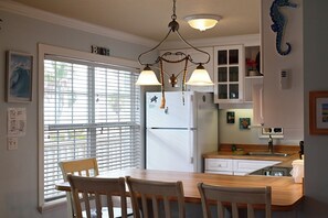 Coffee/tea maker, fridge, microwave, toaster