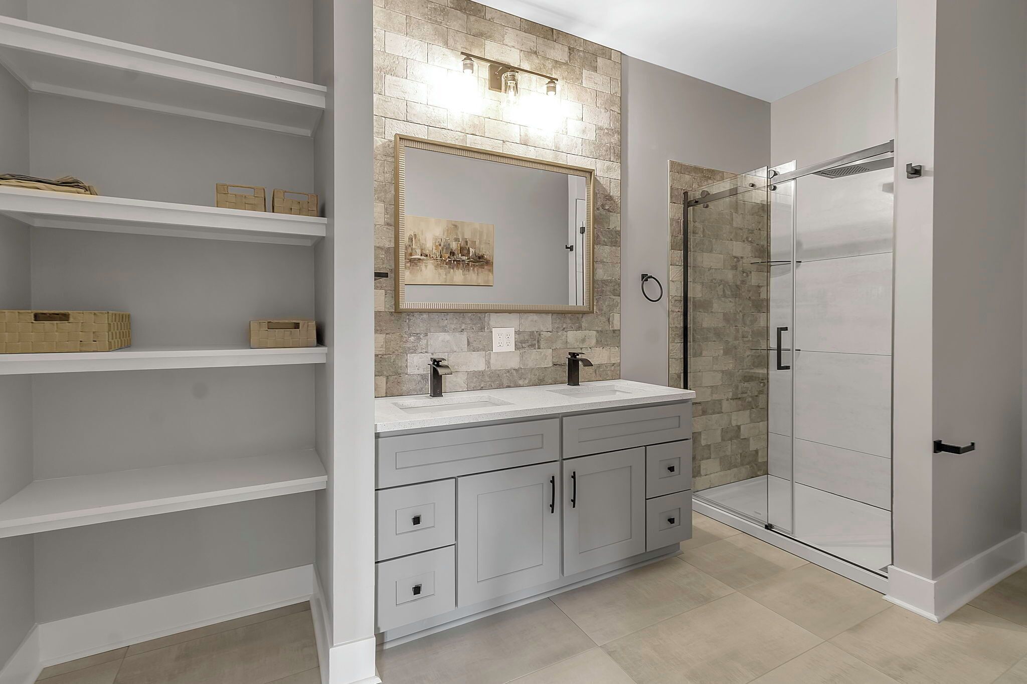 Shower, hair dryer, towels, toilet paper